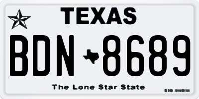 TX license plate BDN8689