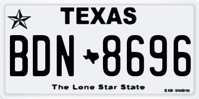 TX license plate BDN8696