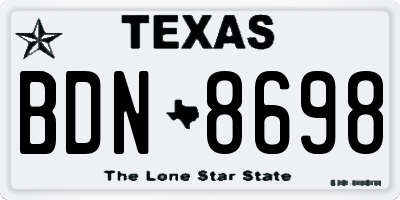 TX license plate BDN8698