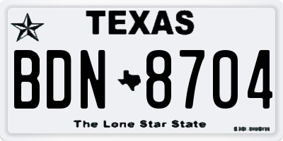 TX license plate BDN8704