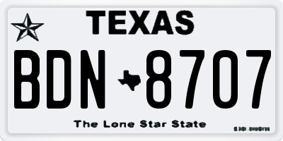 TX license plate BDN8707
