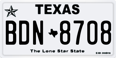 TX license plate BDN8708