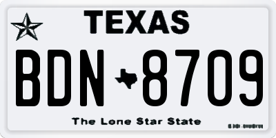 TX license plate BDN8709