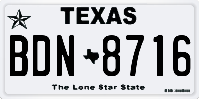 TX license plate BDN8716