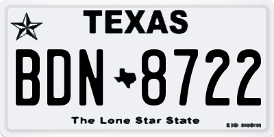 TX license plate BDN8722