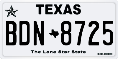 TX license plate BDN8725
