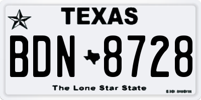 TX license plate BDN8728