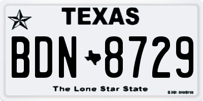 TX license plate BDN8729