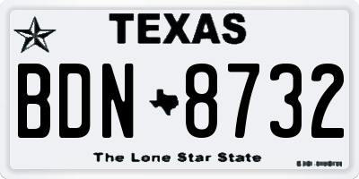 TX license plate BDN8732