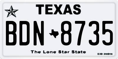 TX license plate BDN8735
