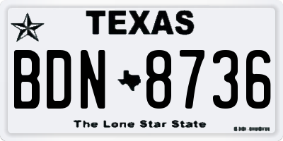 TX license plate BDN8736