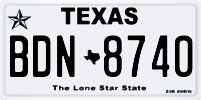 TX license plate BDN8740