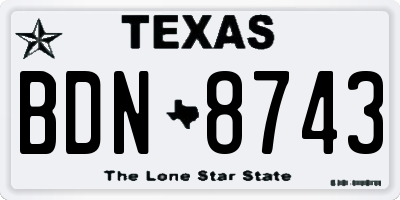 TX license plate BDN8743