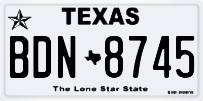TX license plate BDN8745