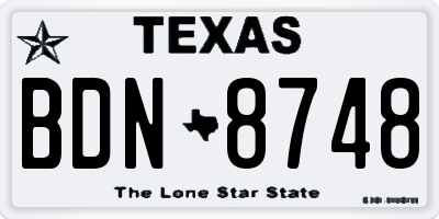 TX license plate BDN8748