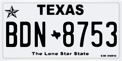TX license plate BDN8753