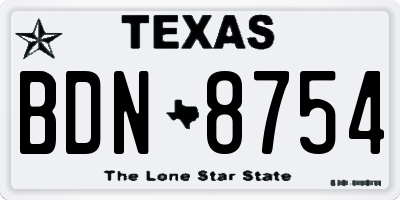 TX license plate BDN8754