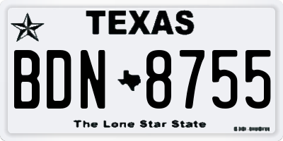 TX license plate BDN8755