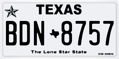 TX license plate BDN8757