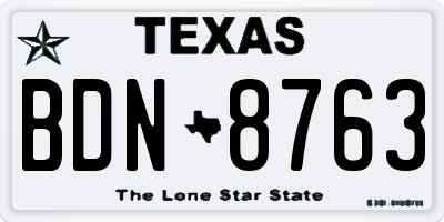 TX license plate BDN8763