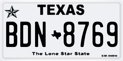 TX license plate BDN8769