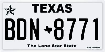 TX license plate BDN8771