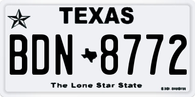 TX license plate BDN8772