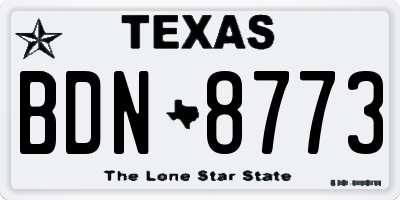 TX license plate BDN8773