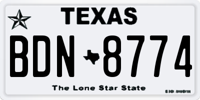 TX license plate BDN8774