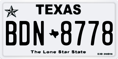 TX license plate BDN8778