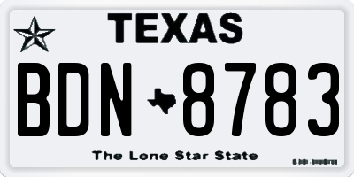 TX license plate BDN8783
