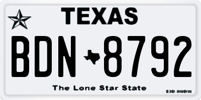 TX license plate BDN8792