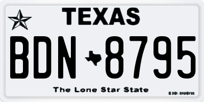 TX license plate BDN8795