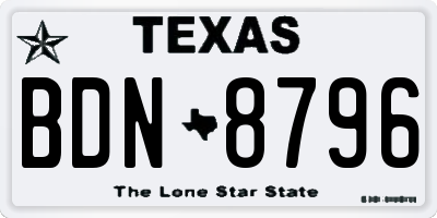 TX license plate BDN8796