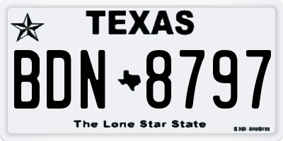 TX license plate BDN8797