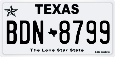 TX license plate BDN8799