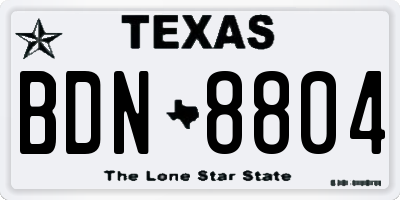 TX license plate BDN8804