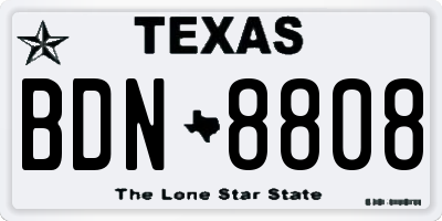 TX license plate BDN8808