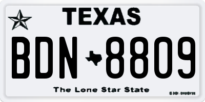 TX license plate BDN8809