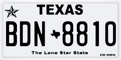 TX license plate BDN8810