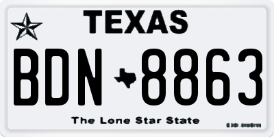 TX license plate BDN8863