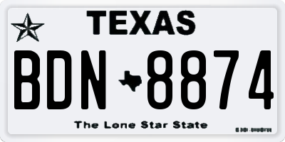 TX license plate BDN8874
