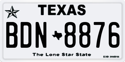 TX license plate BDN8876