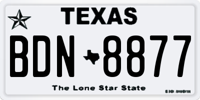 TX license plate BDN8877