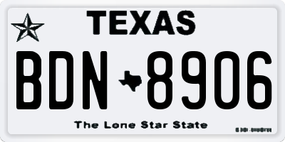 TX license plate BDN8906