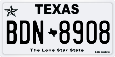 TX license plate BDN8908