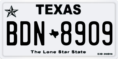TX license plate BDN8909