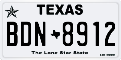 TX license plate BDN8912