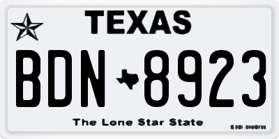 TX license plate BDN8923
