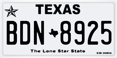 TX license plate BDN8925